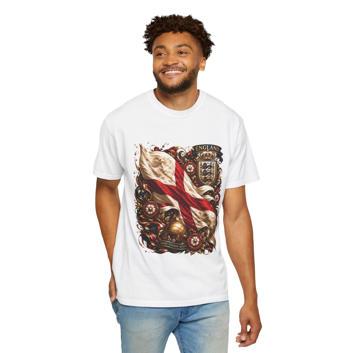 England Football Baroque Crest – Pride, Passion, History | Premium Graphic Tee