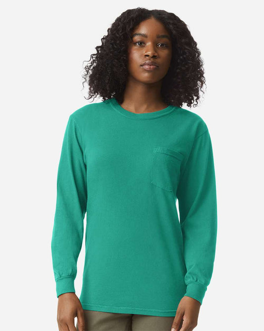 Unisex Garment-Dyed Heavyweight Long Sleeve Pocket T-Shirt