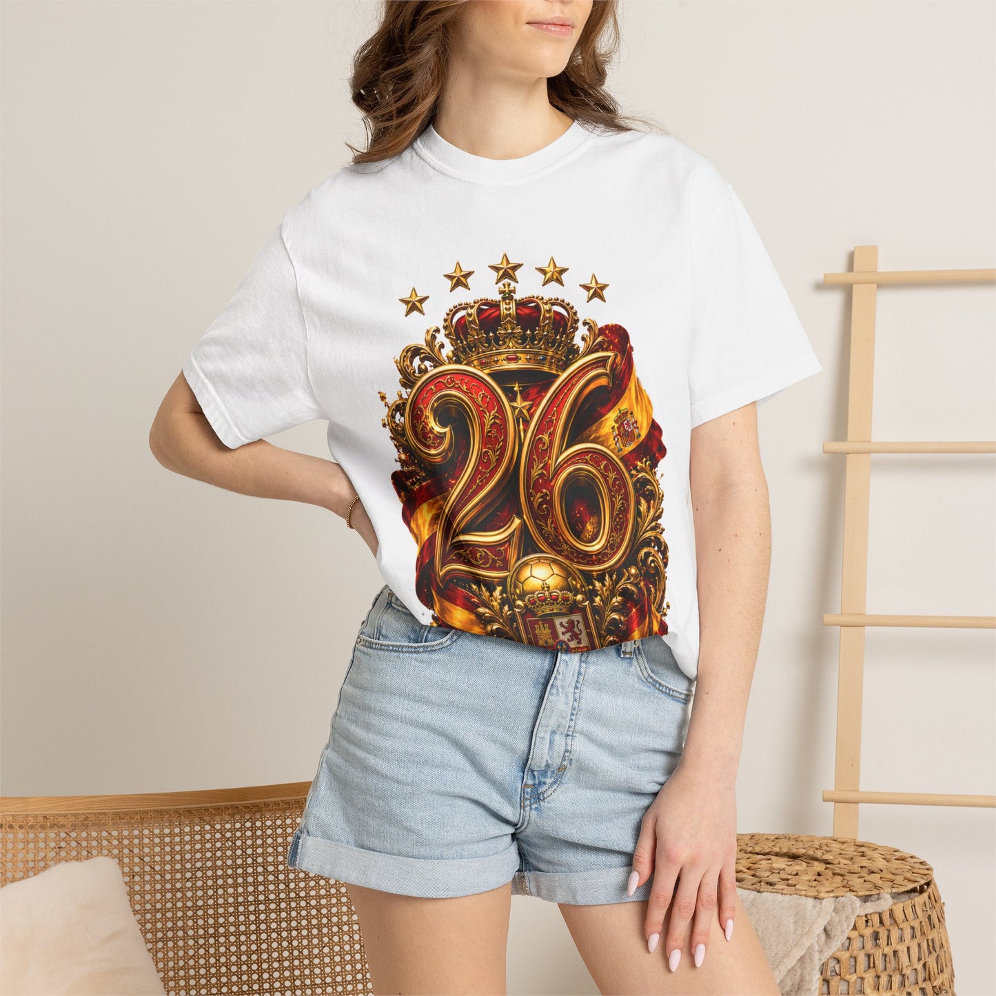 Spain Football World Cup 2026 'Ano de Ouro' Imperial Typography Crest | Premium Graphic Tee