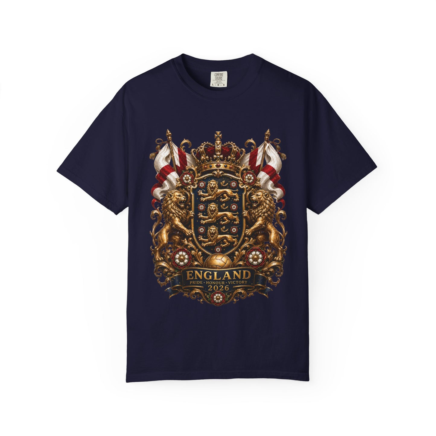 Imperial Three Lions Shield – England Football Baroque Heritage | Premium Graphic Tee