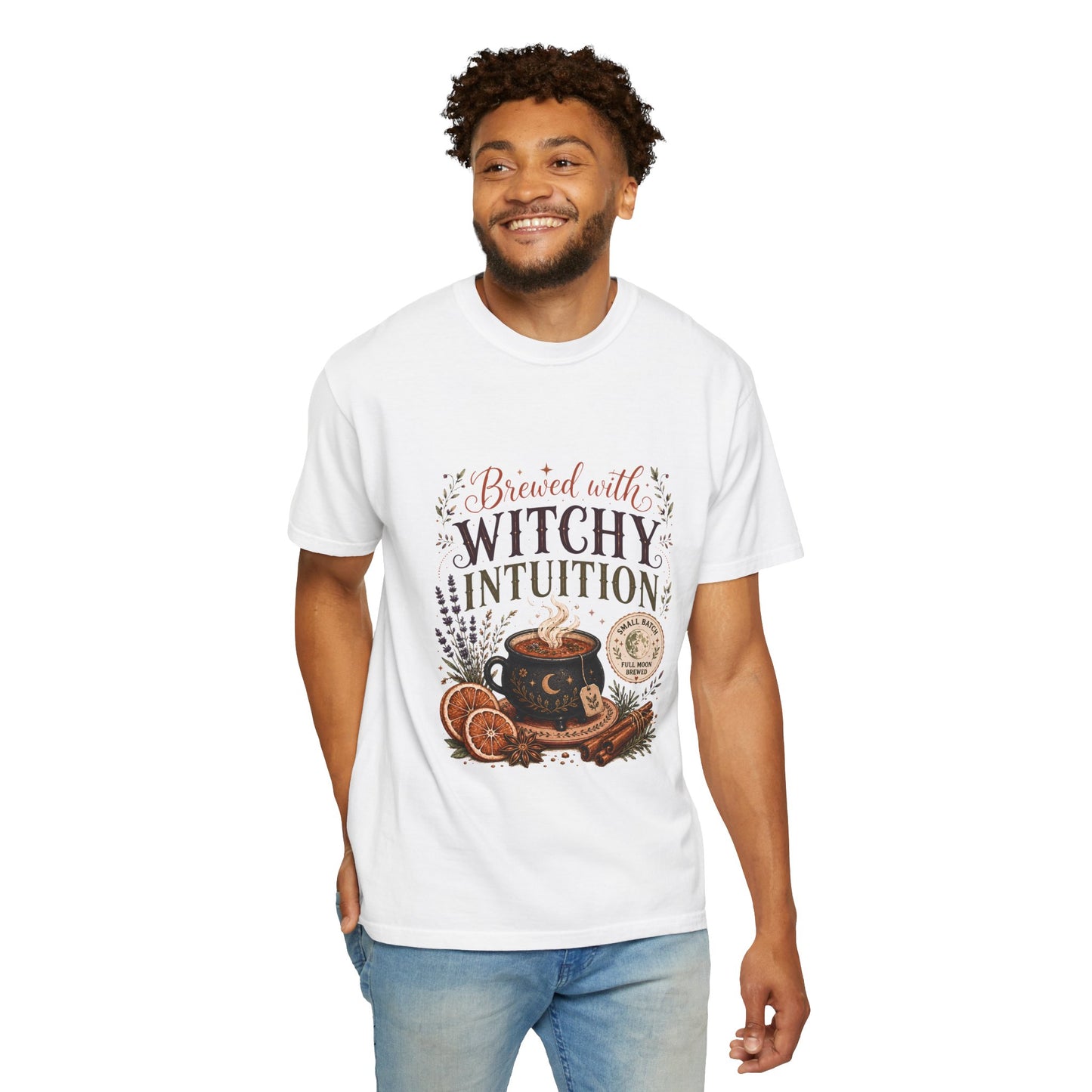 Brewed With Witchy Intuition Cozy Autumn Cauldron Tea | Premium Graphic Tee