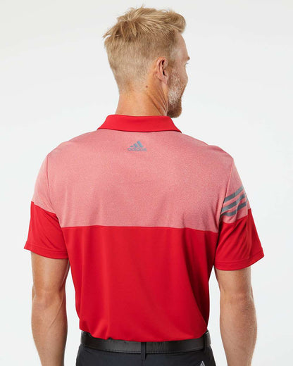 Men's Heathered 3-Stripes Colorblocked Polo