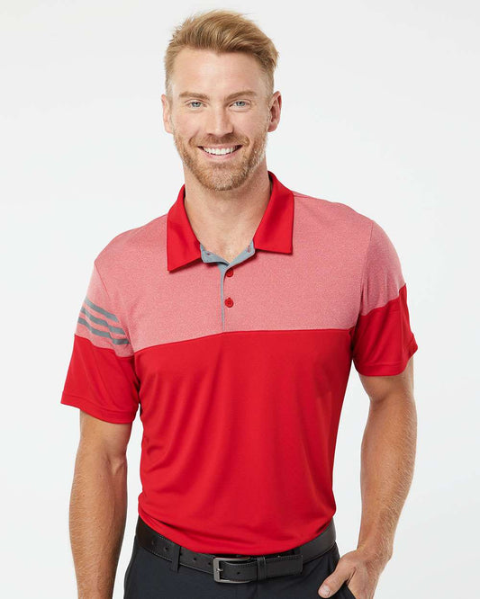 Men's Heathered 3-Stripes Colorblocked Polo