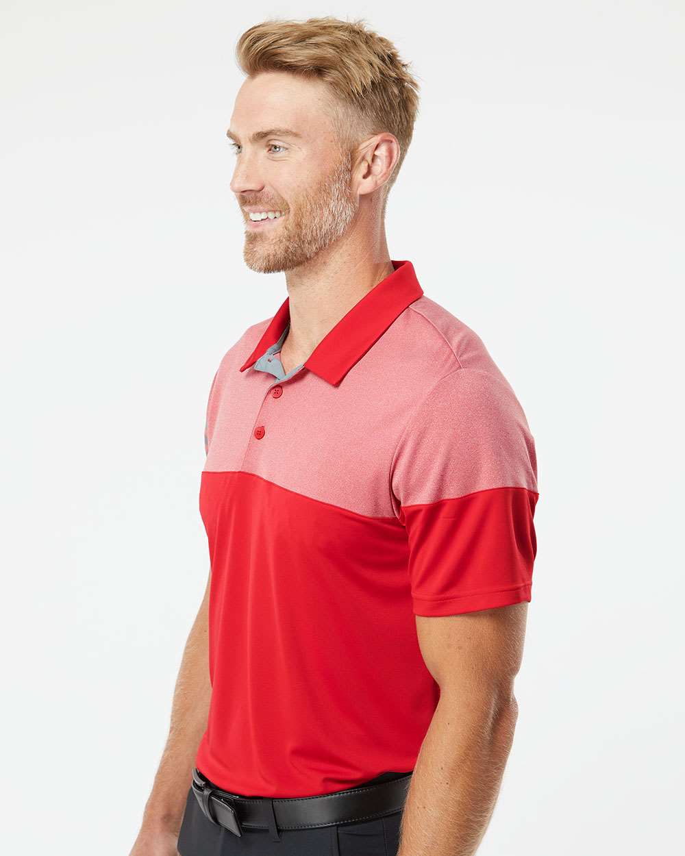 Men's Heathered 3-Stripes Colorblocked Polo