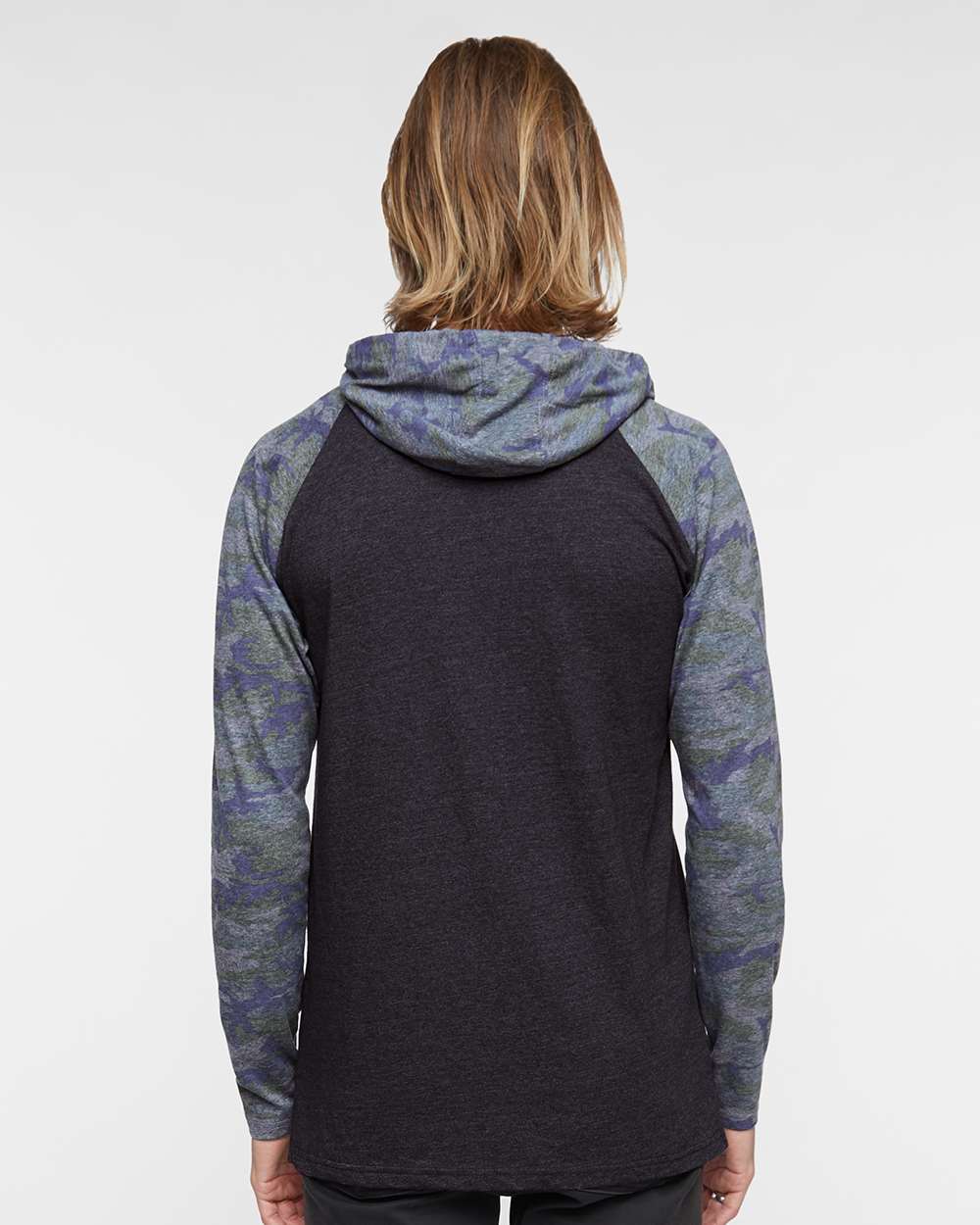 Men's Fine Jersey Hooded Long Sleeve Raglan T-Shirt