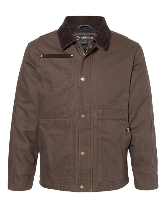 DRI DUCK Rambler Men's Cotton Canvas Hoodless Work Jacket, 5091, Medium, Tobacco