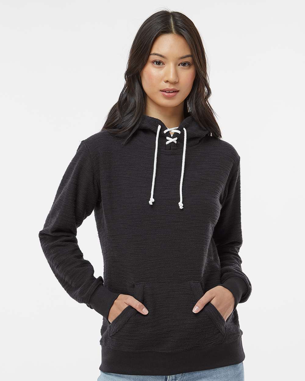WomenÂ’s French Terry Sport Lace Scuba Hooded Sweatshirt