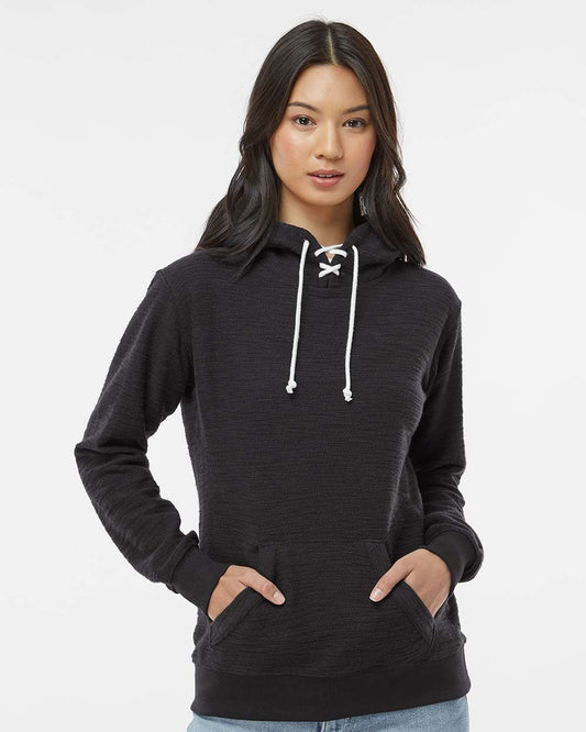 WomenÂ’s French Terry Sport Lace Scuba Hooded Sweatshirt