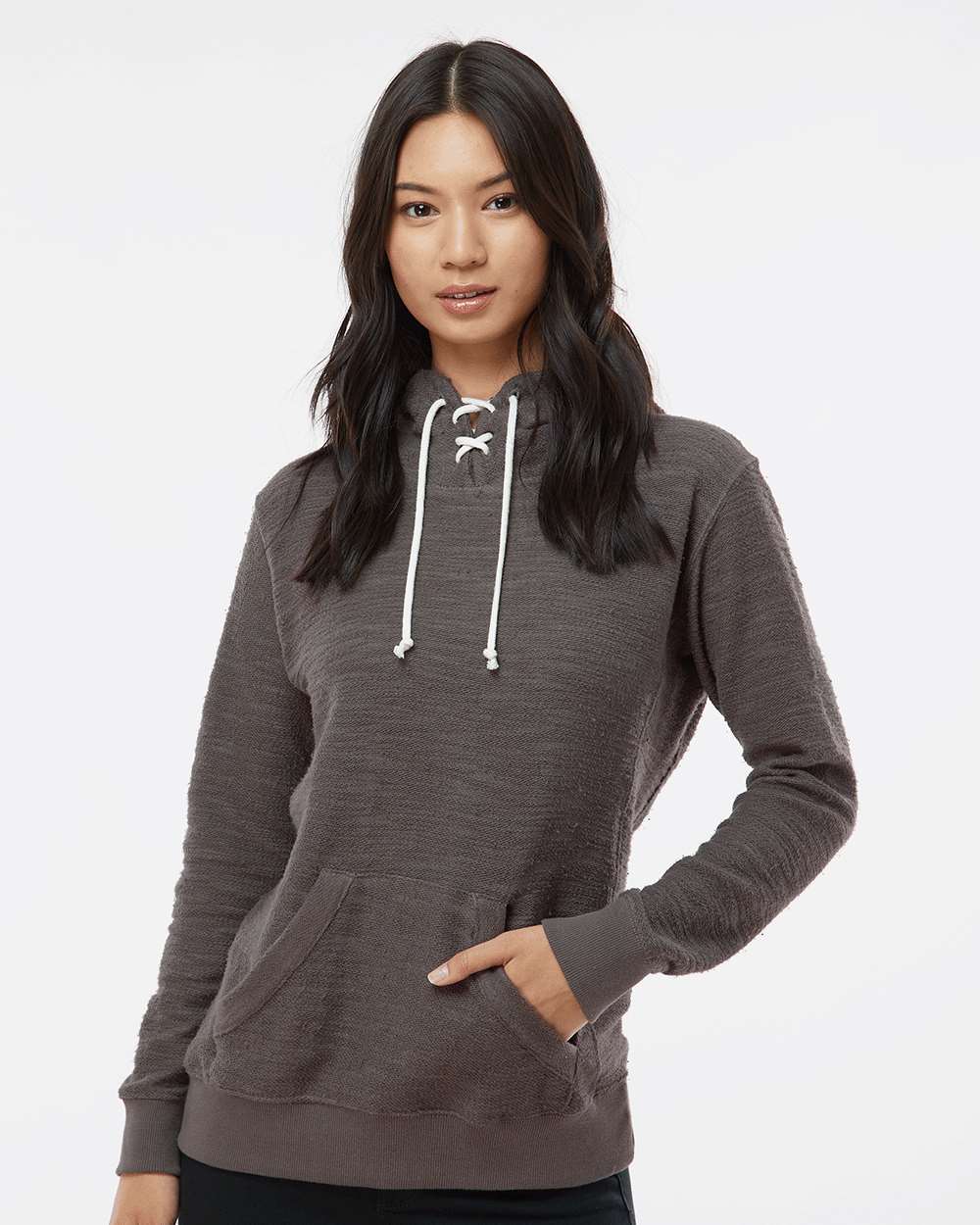 WomenÂ’s French Terry Sport Lace Scuba Hooded Sweatshirt