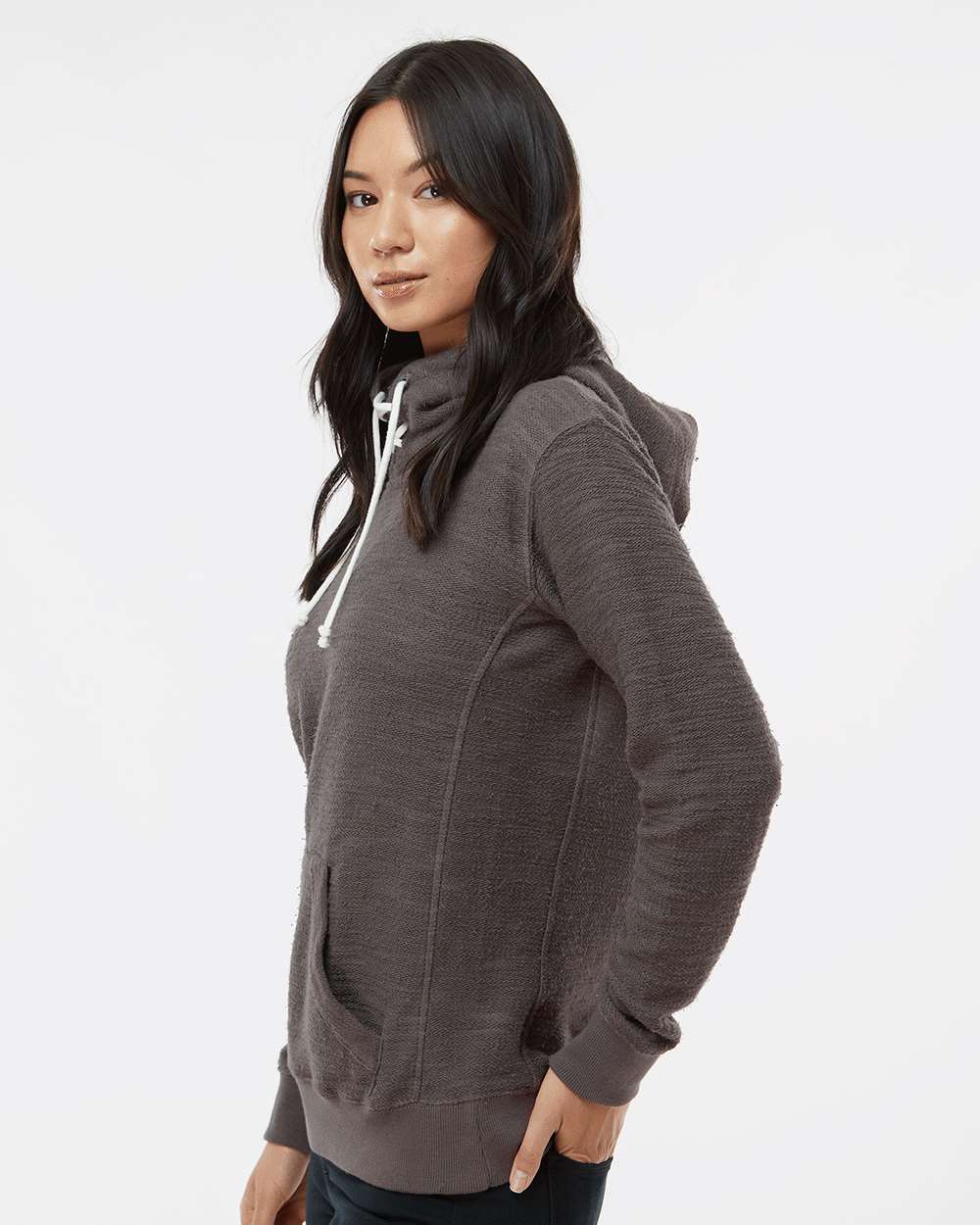 WomenÂ’s French Terry Sport Lace Scuba Hooded Sweatshirt