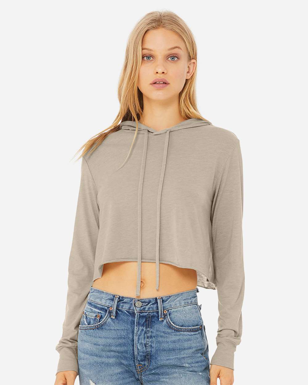 WomenÂ’s Triblend Crop Long Sleeve Hoodie