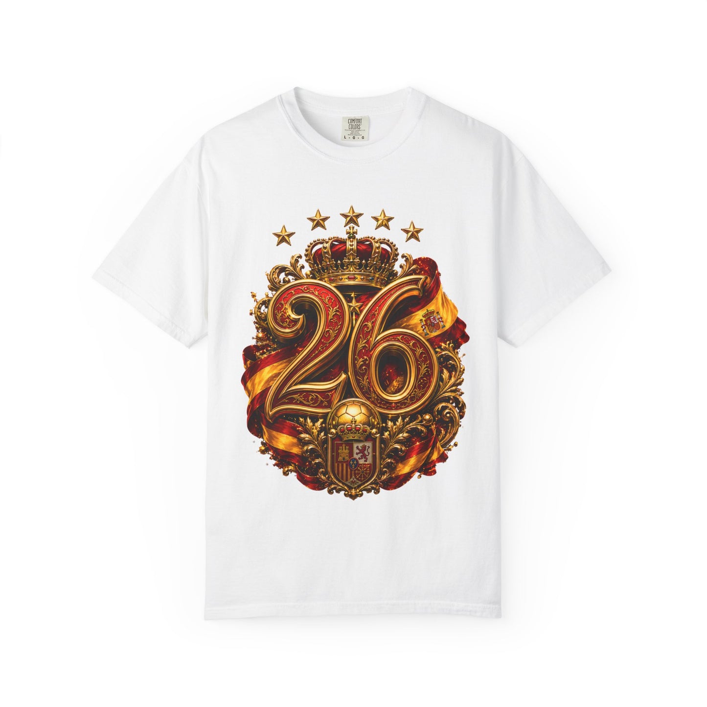 Spain Football World Cup 2026 'Ano de Ouro' Imperial Typography Crest | Premium Graphic Tee