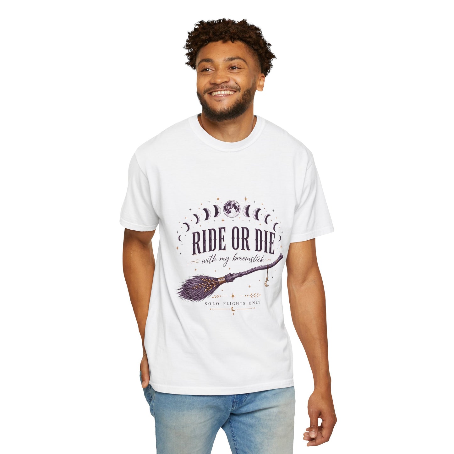 Ride Or Die With My Broomstick Celestial Witch | Premium Graphic Tee