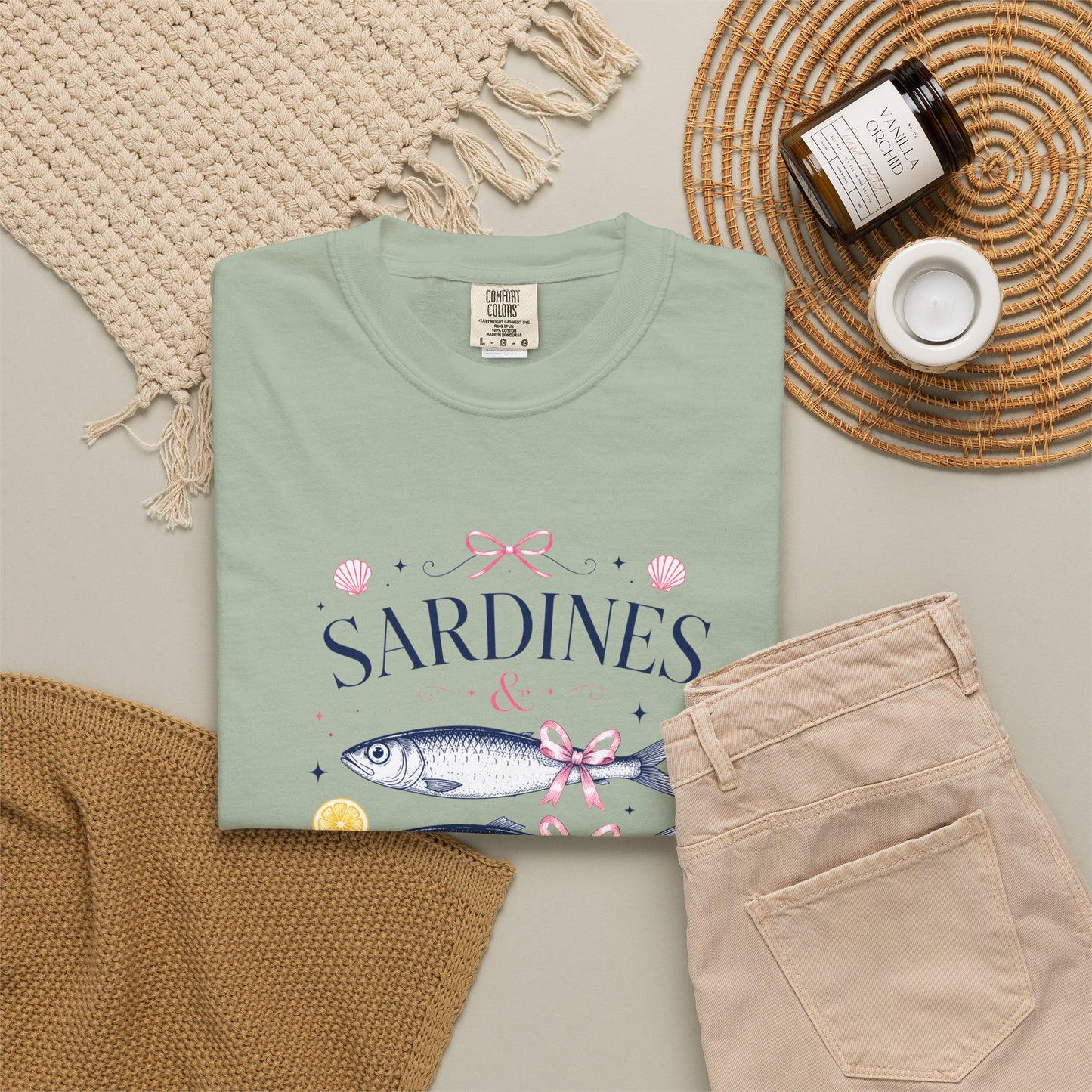 Sardines & Bows 'Mediterranean Social Club' Summer Graphic Tee – Coastal Coquette Aesthetic