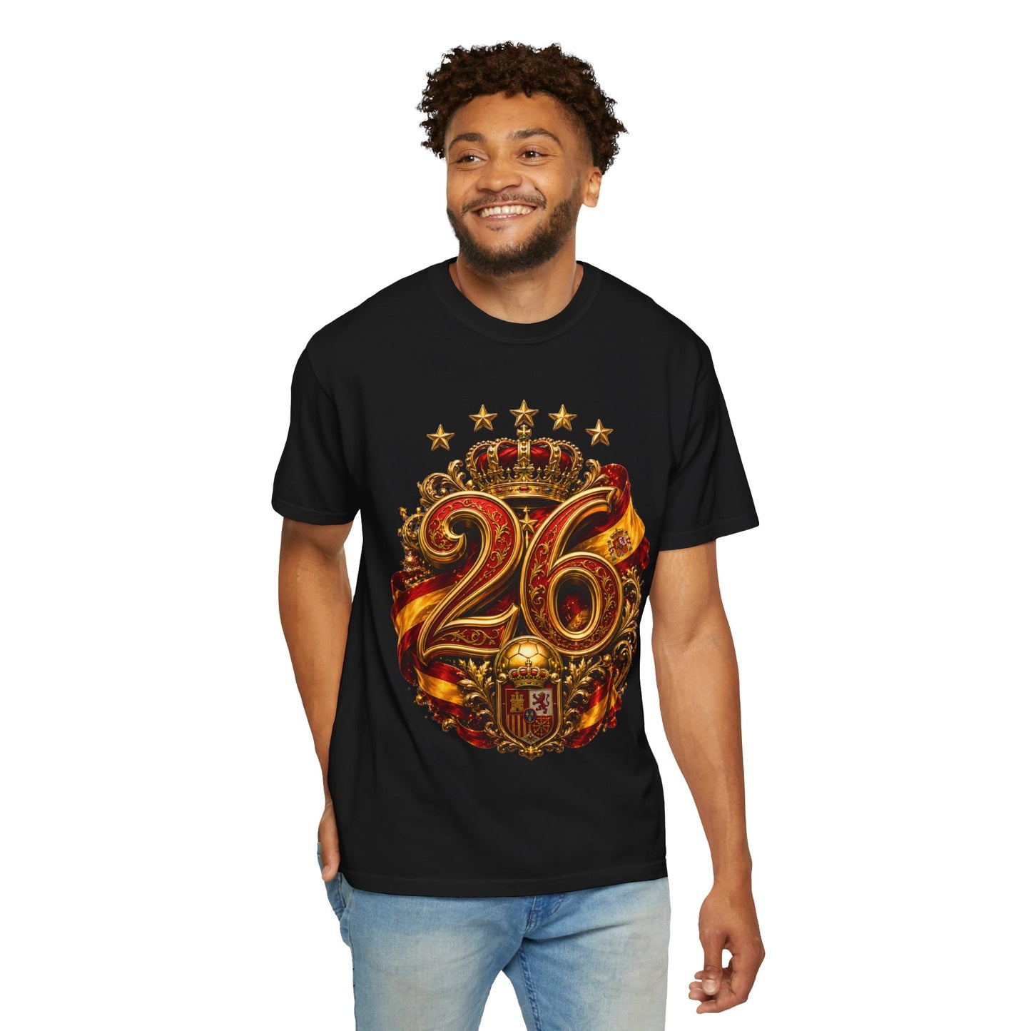 Spain Football World Cup 2026 'Ano de Ouro' Imperial Typography Crest | Premium Graphic Tee