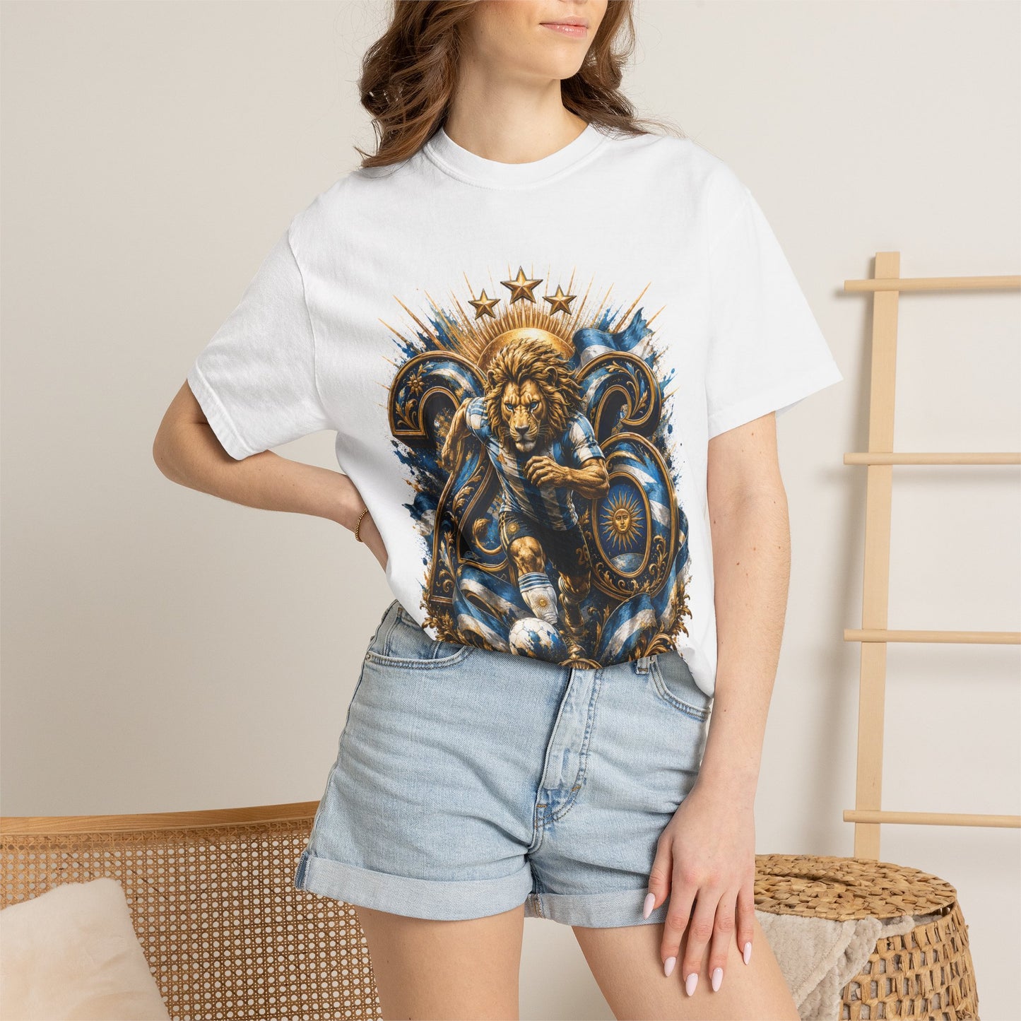 Argentina Football 'Leon de la Patria' World Cup 2026 Monogram – Cosmic Glory | Premium Summer Tee