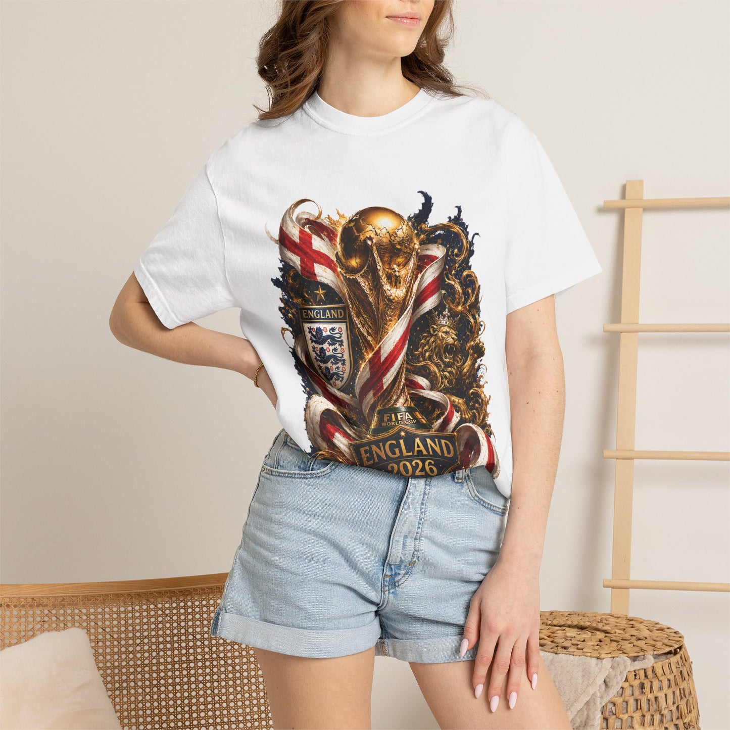 England World Cup 2026 Golden Glory – Three Lions | Premium Graphic Tee
