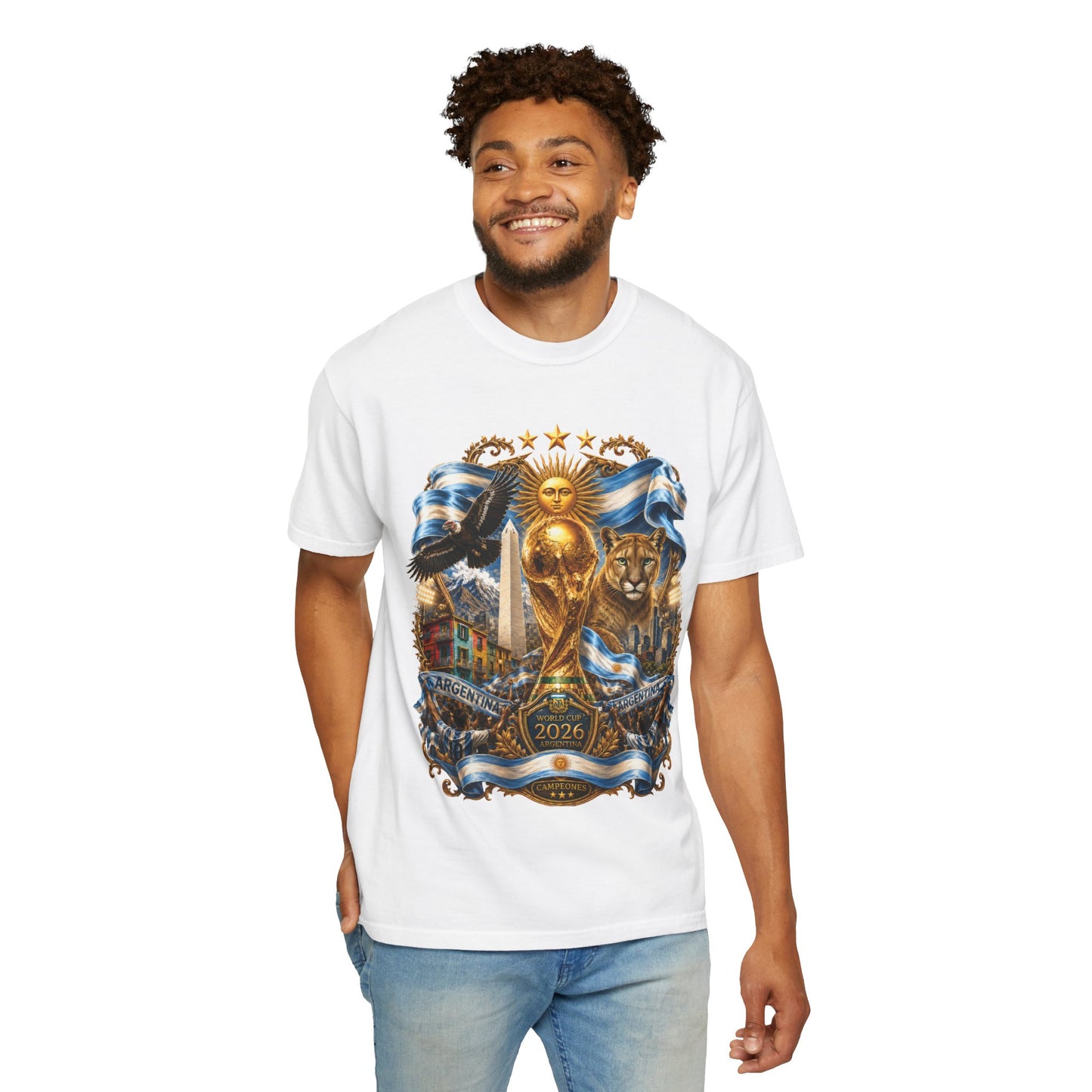 Argentina Football World Cup 2026 'Republica de Campeones' Epic Collage | Premium Summer Tee