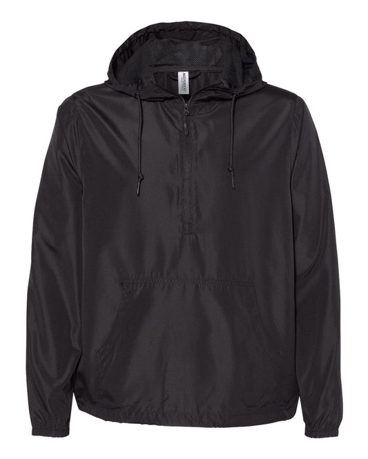 Independent Trading Co. - Lightweight Quarter-Zip Windbreaker Pullover Jacket - EXP54LWP - S - Black