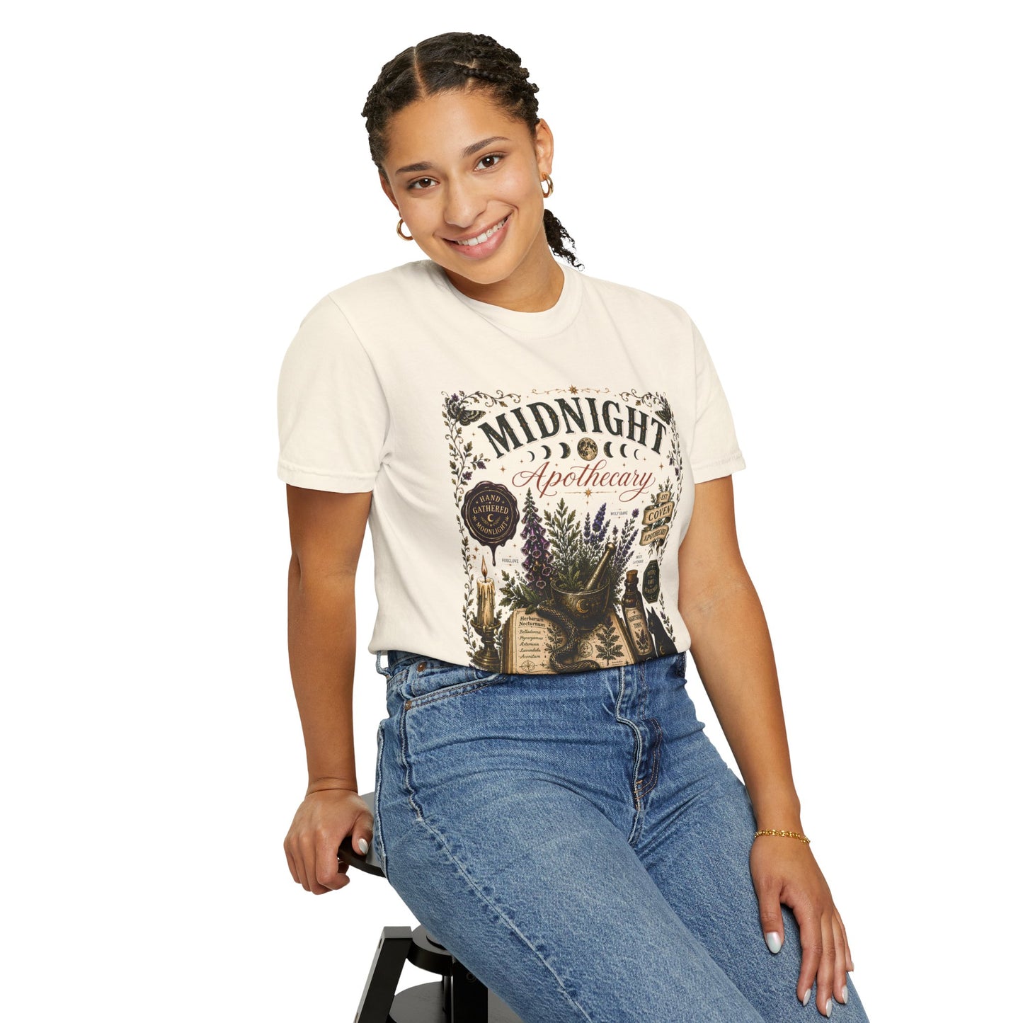 Midnight Apothecary Witchy Grimoire Halloween | Premium Graphic Tee