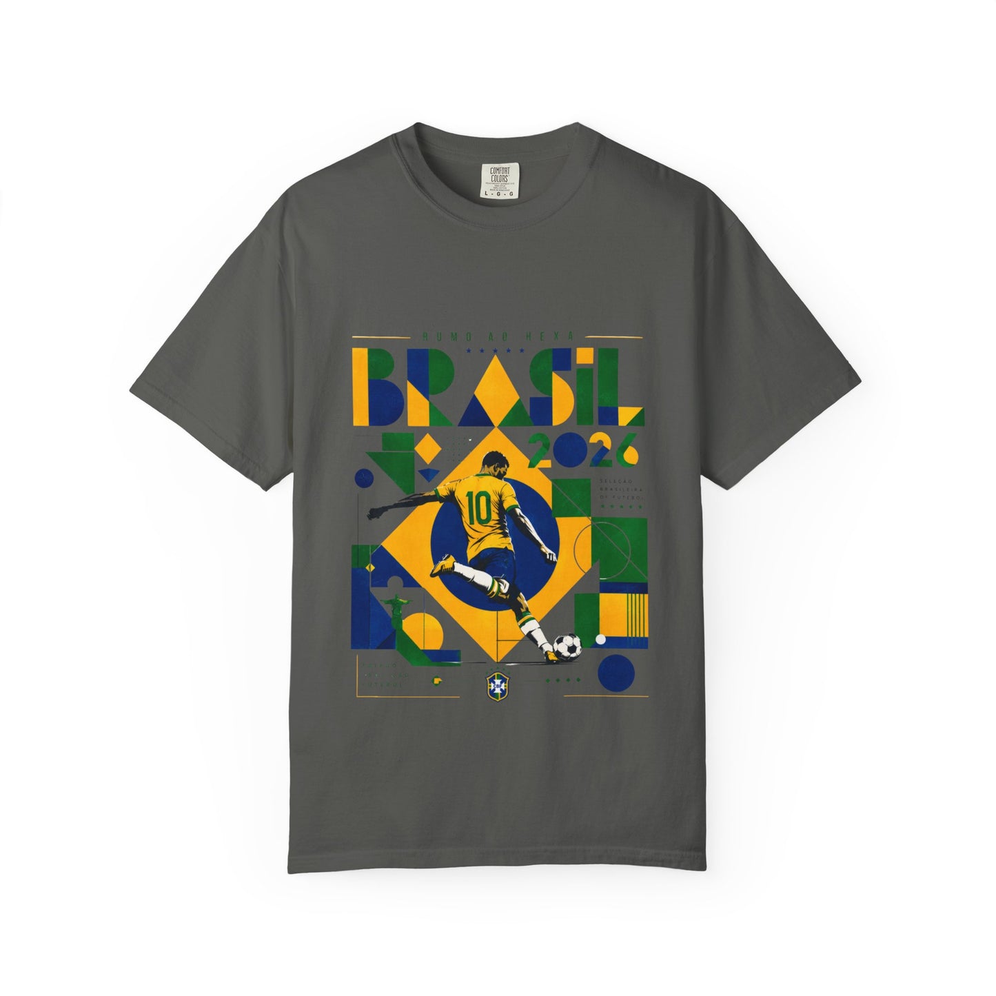 Brazil Rumo Ao Hexa World Cup 2026 T-Shirt PNG | Brasil 10 Geometric Soccer Graphic Tee | Copa Do Mundo Fan Gift
