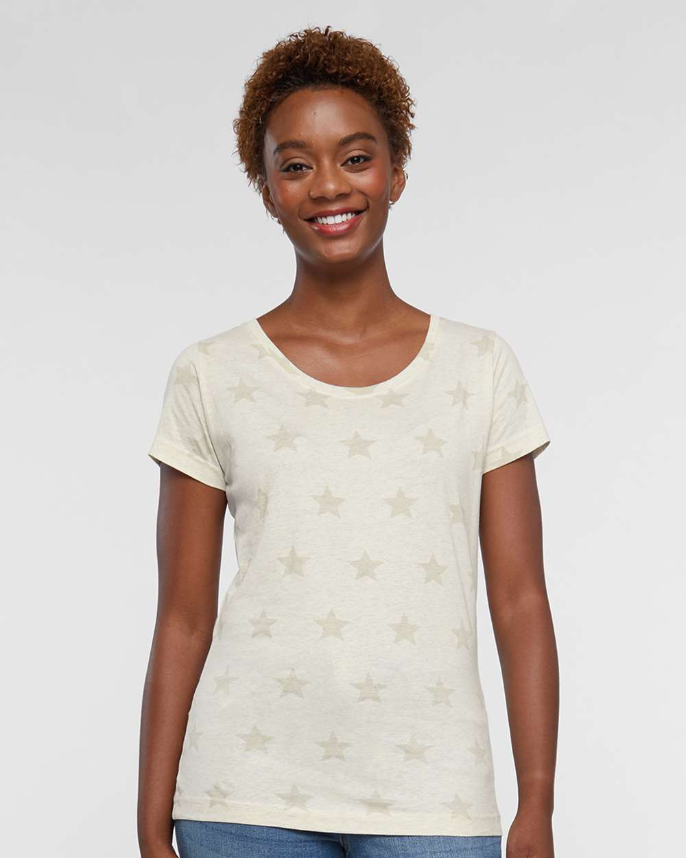 Women's Star Print Scoop Neck Tee