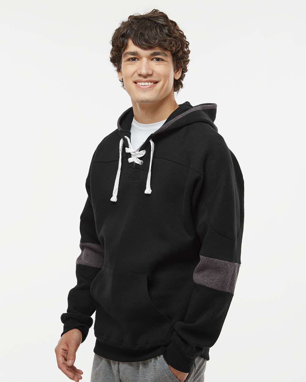Men's Sport Lace Colorblocked Fleece Hooded Sweatshirt