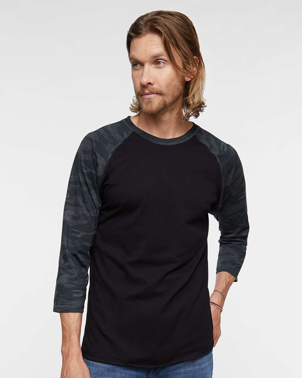 Men's Baseball Fine Jersey Three-Quarter Sleeve Tee