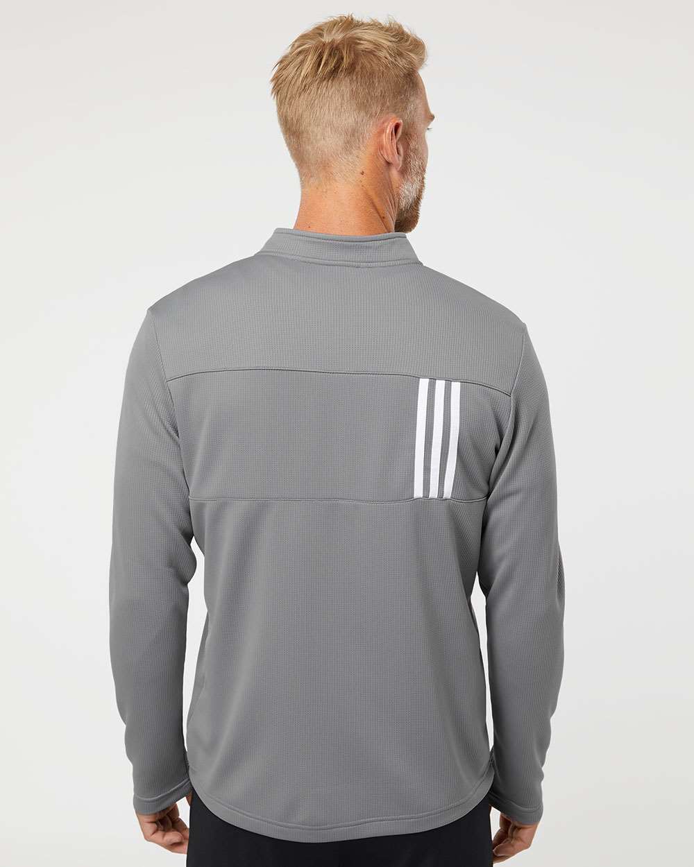 Men's 3-Stripes Double-Knit Quarter-Zip Pullover