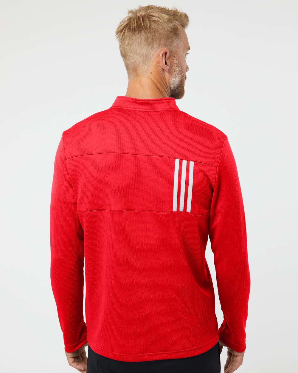 Men's 3-Stripes Double-Knit Quarter-Zip Pullover