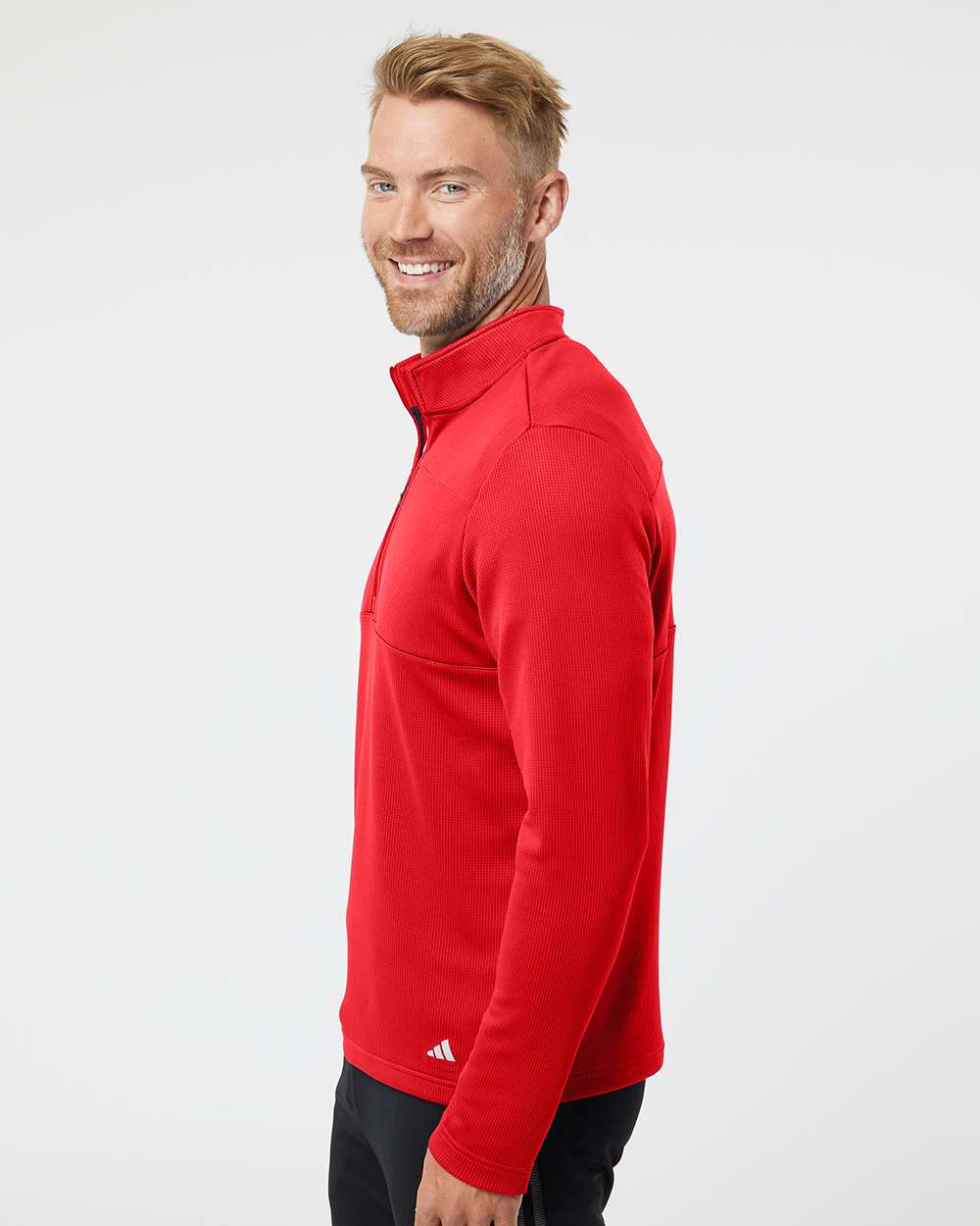Men's 3-Stripes Double-Knit Quarter-Zip Pullover