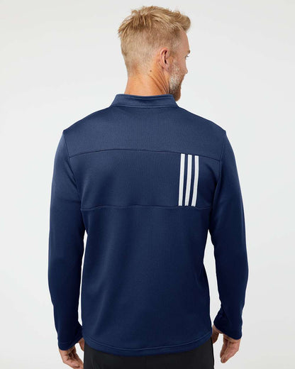 Men's 3-Stripes Double-Knit Quarter-Zip Pullover