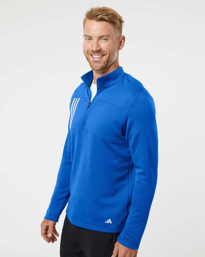Men's 3-Stripes Double-Knit Quarter-Zip Pullover