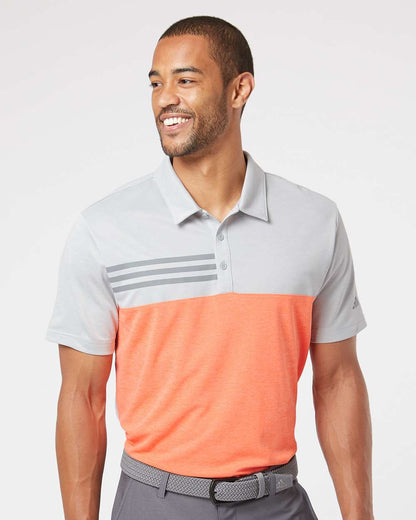 Men's Heathered Colorblocked 3-Stripes Polo