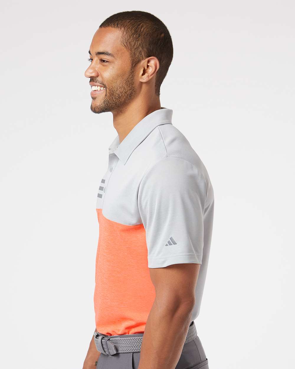 Men's Heathered Colorblocked 3-Stripes Polo