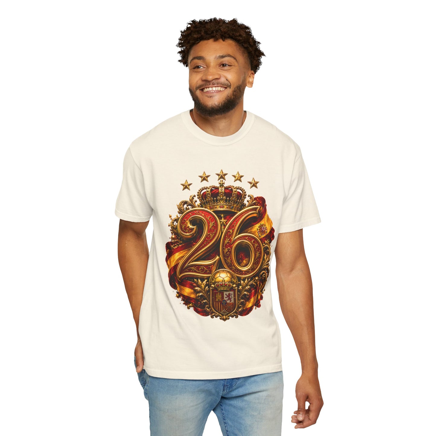 Spain Football World Cup 2026 'Ano de Ouro' Imperial Typography Crest | Premium Graphic Tee