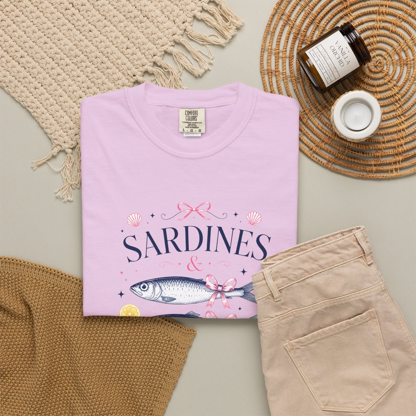Sardines & Bows 'Mediterranean Social Club' Summer Graphic Tee – Coastal Coquette Aesthetic