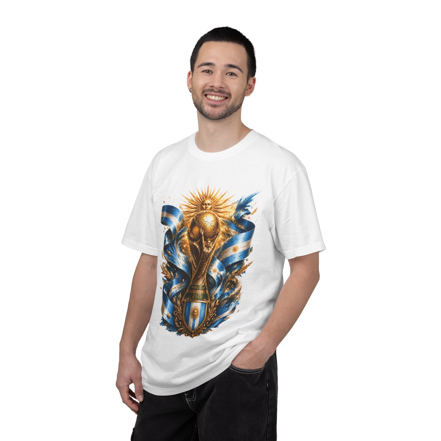 Argentina Football World Cup 2026 Radiant Trophy Shield – Celestial Glory | Premium Summer Tee