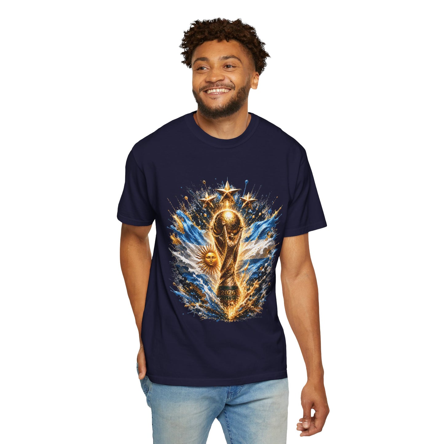 Argentina Football World Cup 2026 Kinetic Trophy – Celestial Glory | Premium Graphic Tee