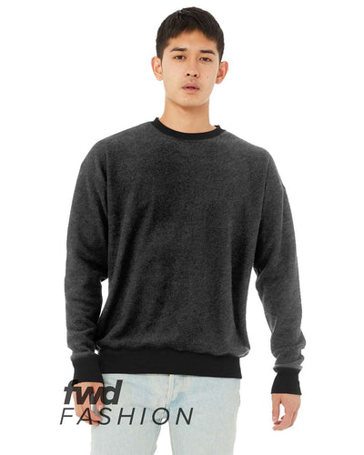 BELLA+CANVAS Womens Sueded Crew Sweatshirt, Black, Large US