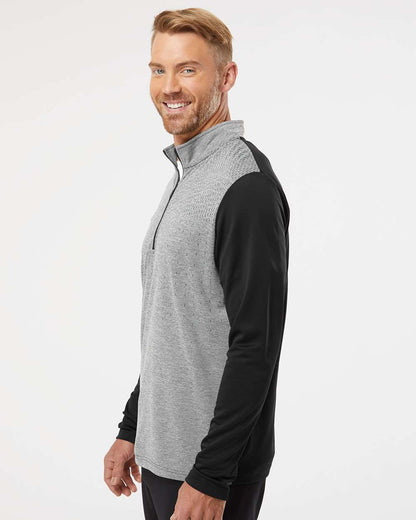 Men's Ultimate365 Heather Block Print Quarter-Zip Pullover