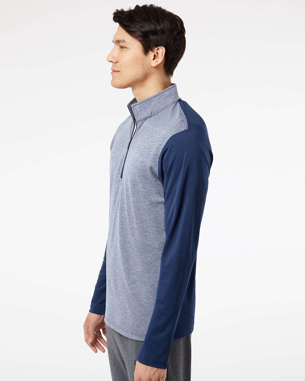 Men's Ultimate365 Heather Block Print Quarter-Zip Pullover