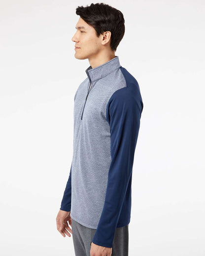 Men's Ultimate365 Heather Block Print Quarter-Zip Pullover