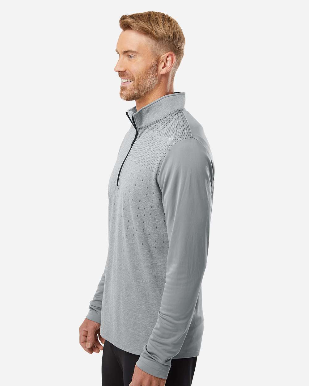 Men's Ultimate365 Heather Block Print Quarter-Zip Pullover