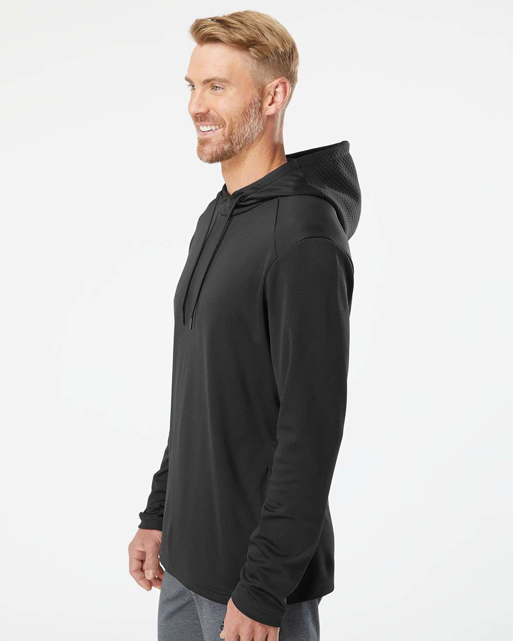 Men's Textured Mixed Media Midweight Hooded Sweatshirt