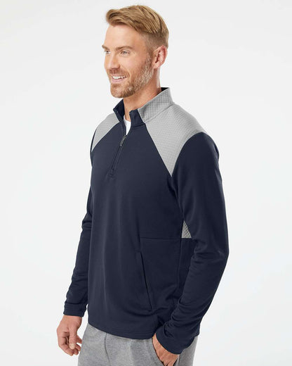 Men's Textured Mixed Media Quarter-Zip Pullover
