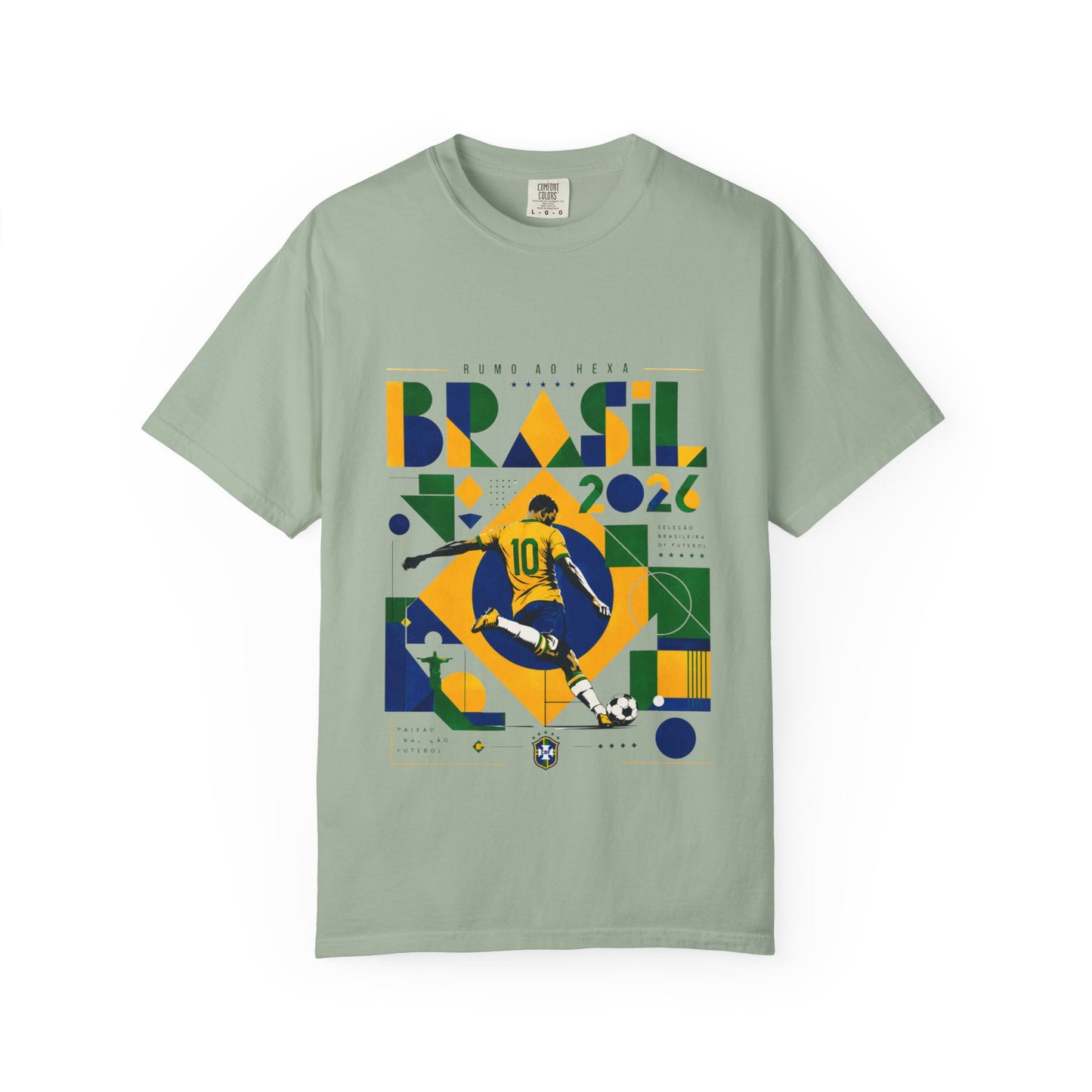 Brazil Rumo Ao Hexa World Cup 2026 T-Shirt PNG | Brasil 10 Geometric Soccer Graphic Tee | Copa Do Mundo Fan Gift