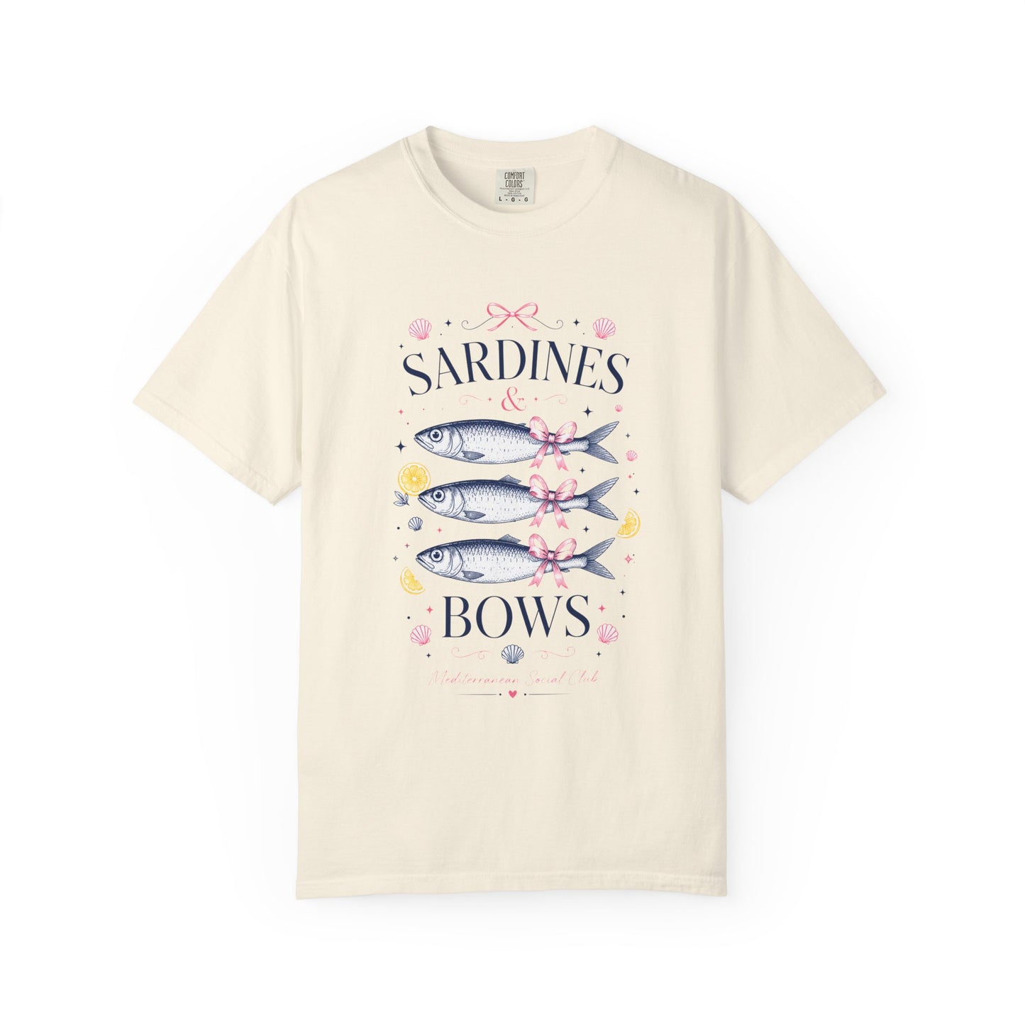 Sardines & Bows 'Mediterranean Social Club' Summer Graphic Tee – Coastal Coquette Aesthetic