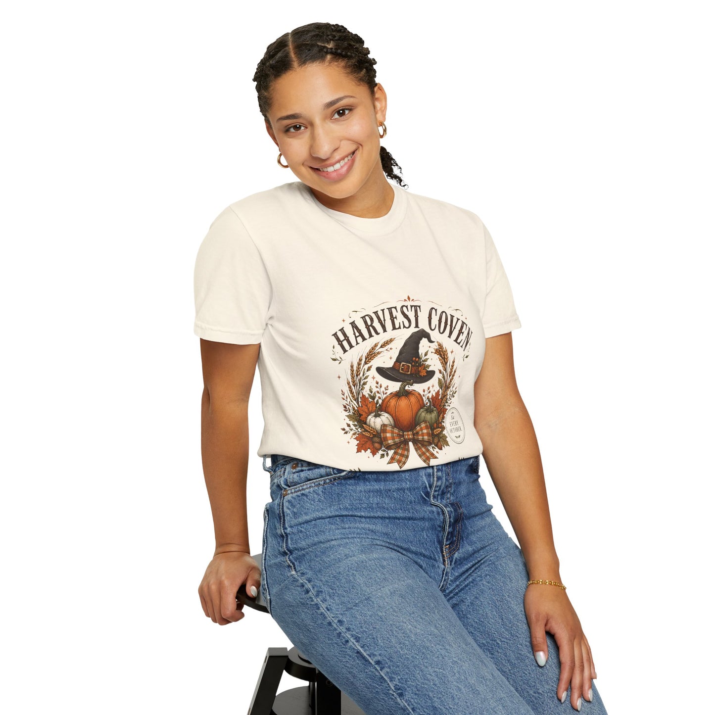 Harvest Coven Autumn Pumpkin Witch Hat | Premium Graphic Tee