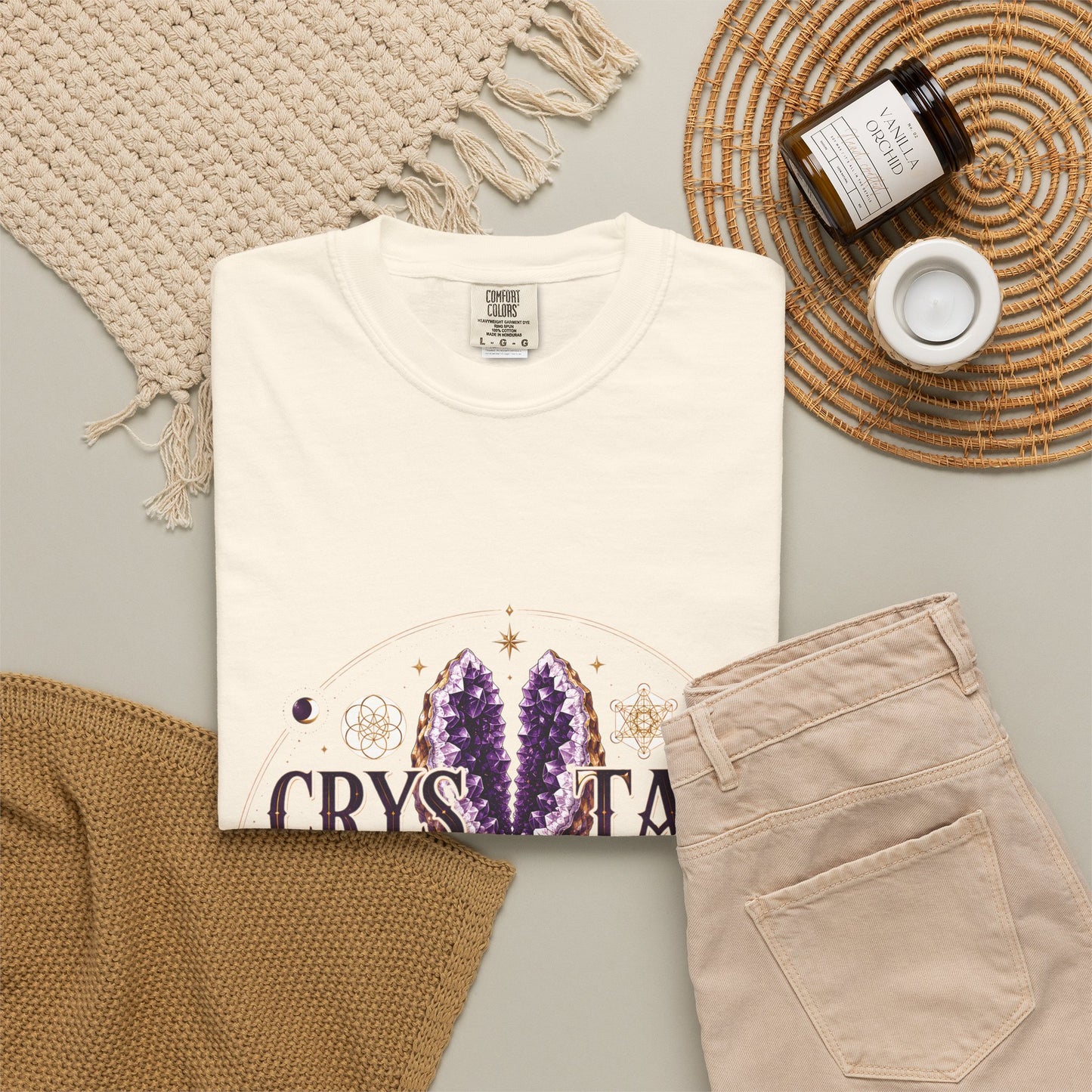 Crystal Witch Celestial Amethyst & Sacred Geometry Halloween | Premium Graphic Tee